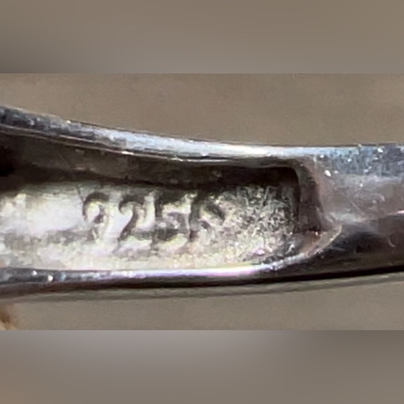 Vintage Designer Signed Sterling Silver Sapphire & Diamond Heart Ring, Size 6.5 - Picture 5 of 10